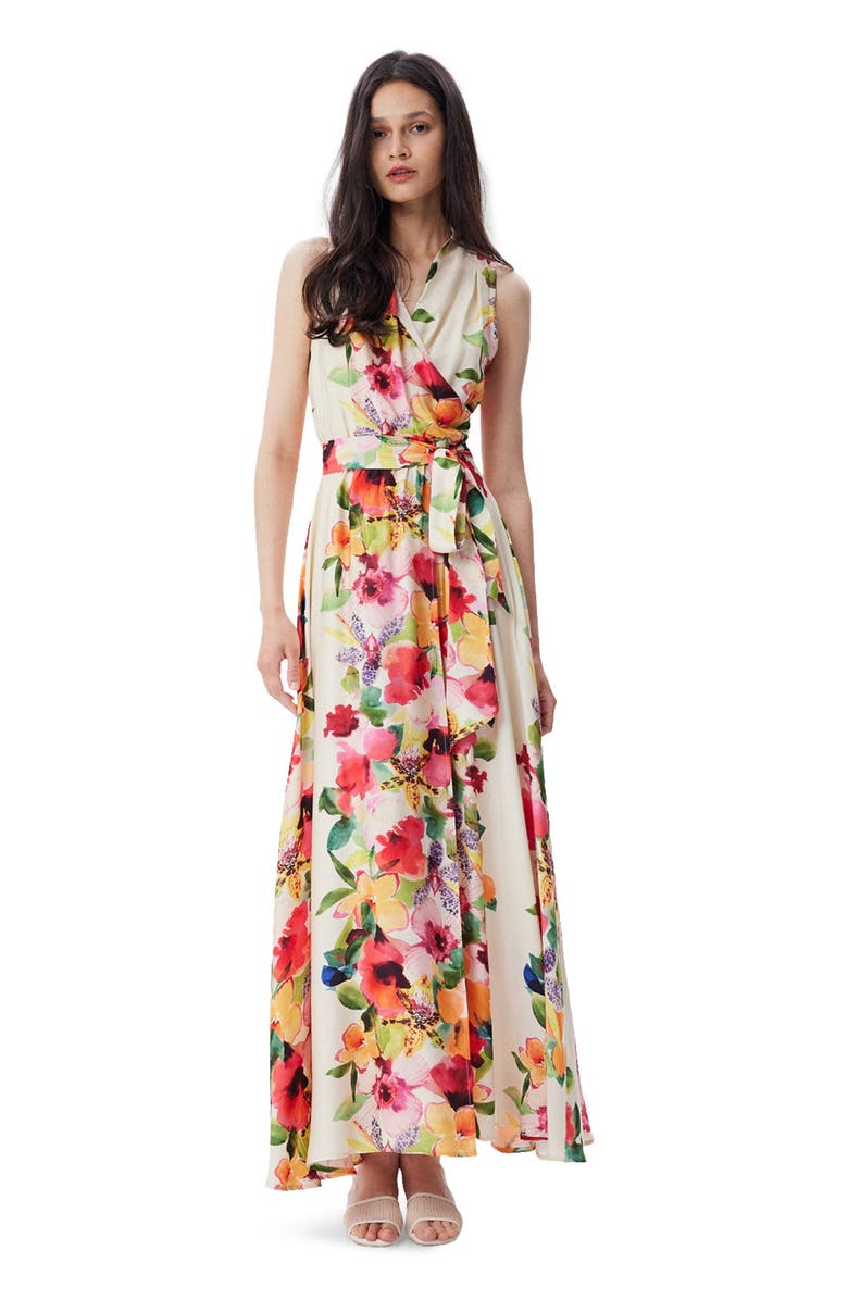 THEO The Label Theia Orchid Print Maxi Therese Dress, Main, color, 