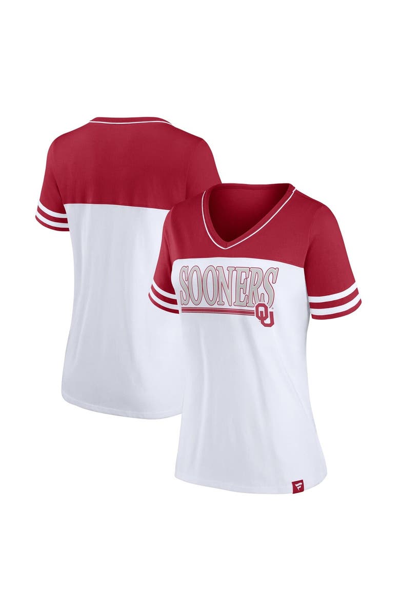 FANATICS Women's Fanatics White/Crimson Oklahoma Sooners Iconic Colorblock T-Shirt, Main, color, 