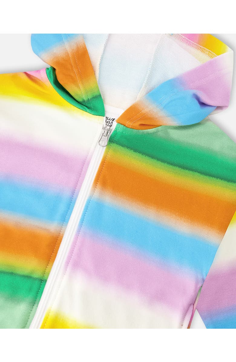 Deux par Deux Long Sleeve French Terry Zip Front Hoodie, Alternate, color, Multicolor