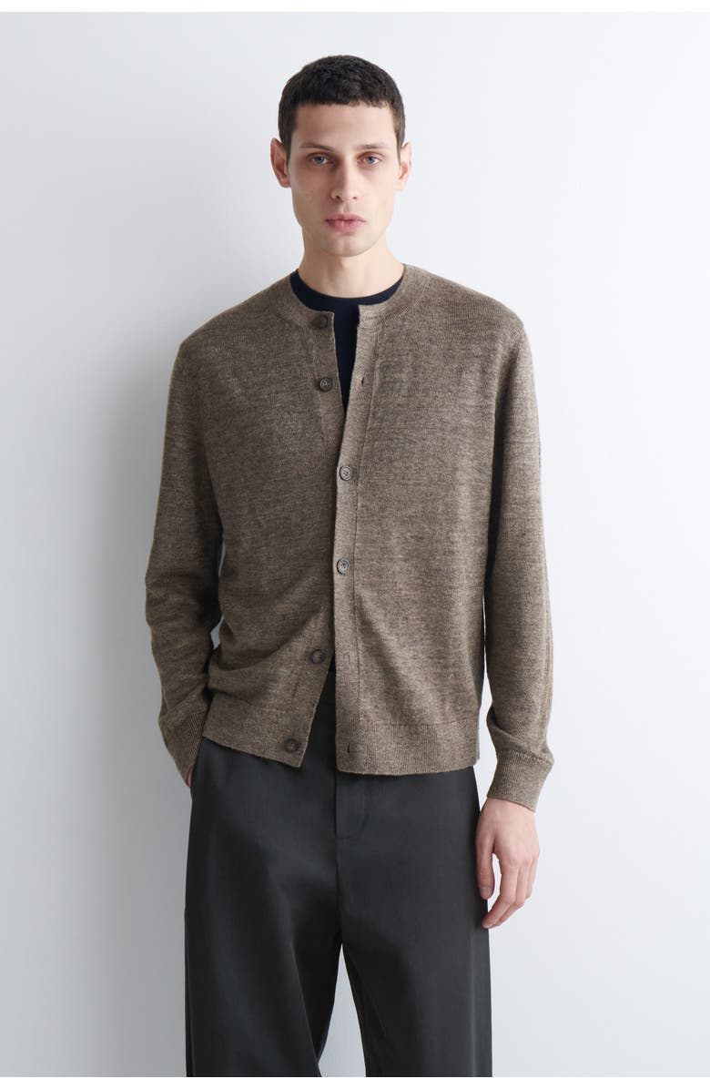 COS Knitted Linen Cardigan, Main, color, Taupe Mélange
