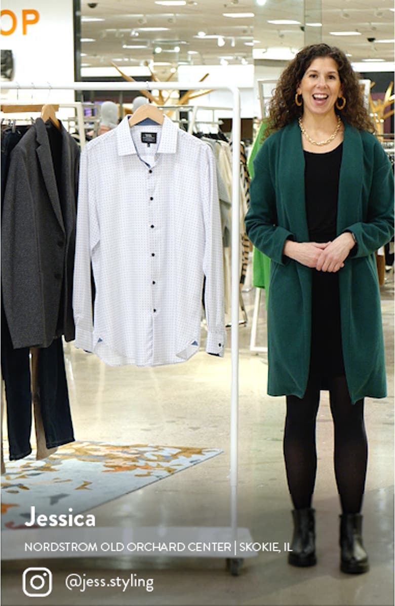 Slim Fit Geometric Dot Performance Stretch Dress Shirt, sales video thumbnail