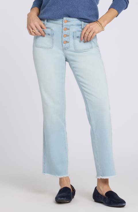 Marilyn Raw Hem Ankle Straight Leg Jeans (Sky Valley)