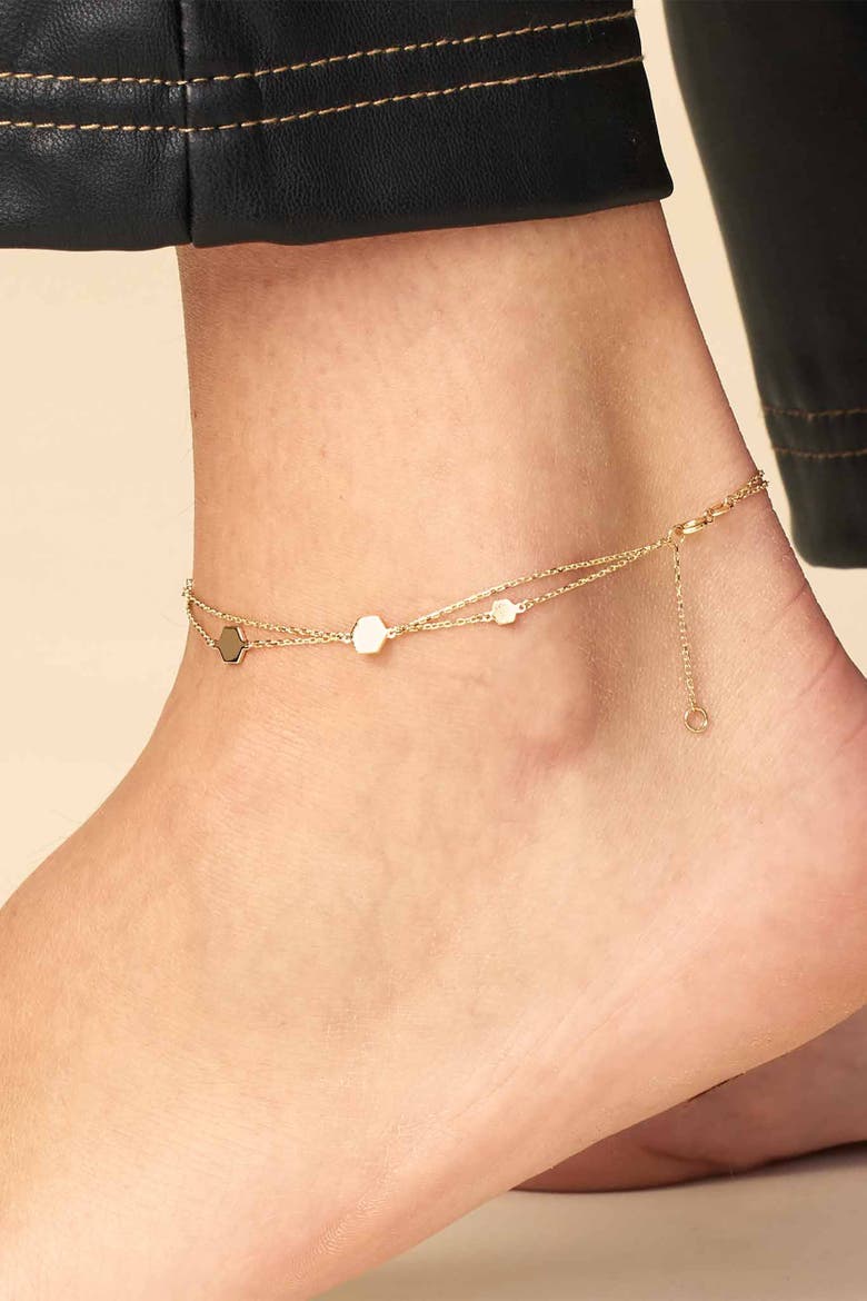 14K Yellow Gold Honey Station Anklet, Alternate, color, Yellow Gold