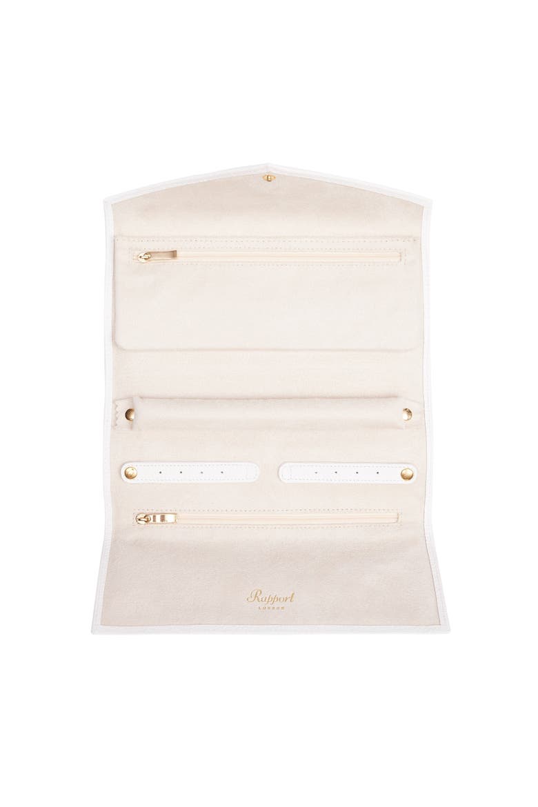 TUXEDO LEATHER JEWELLERY ROLL, Alternate, color, White