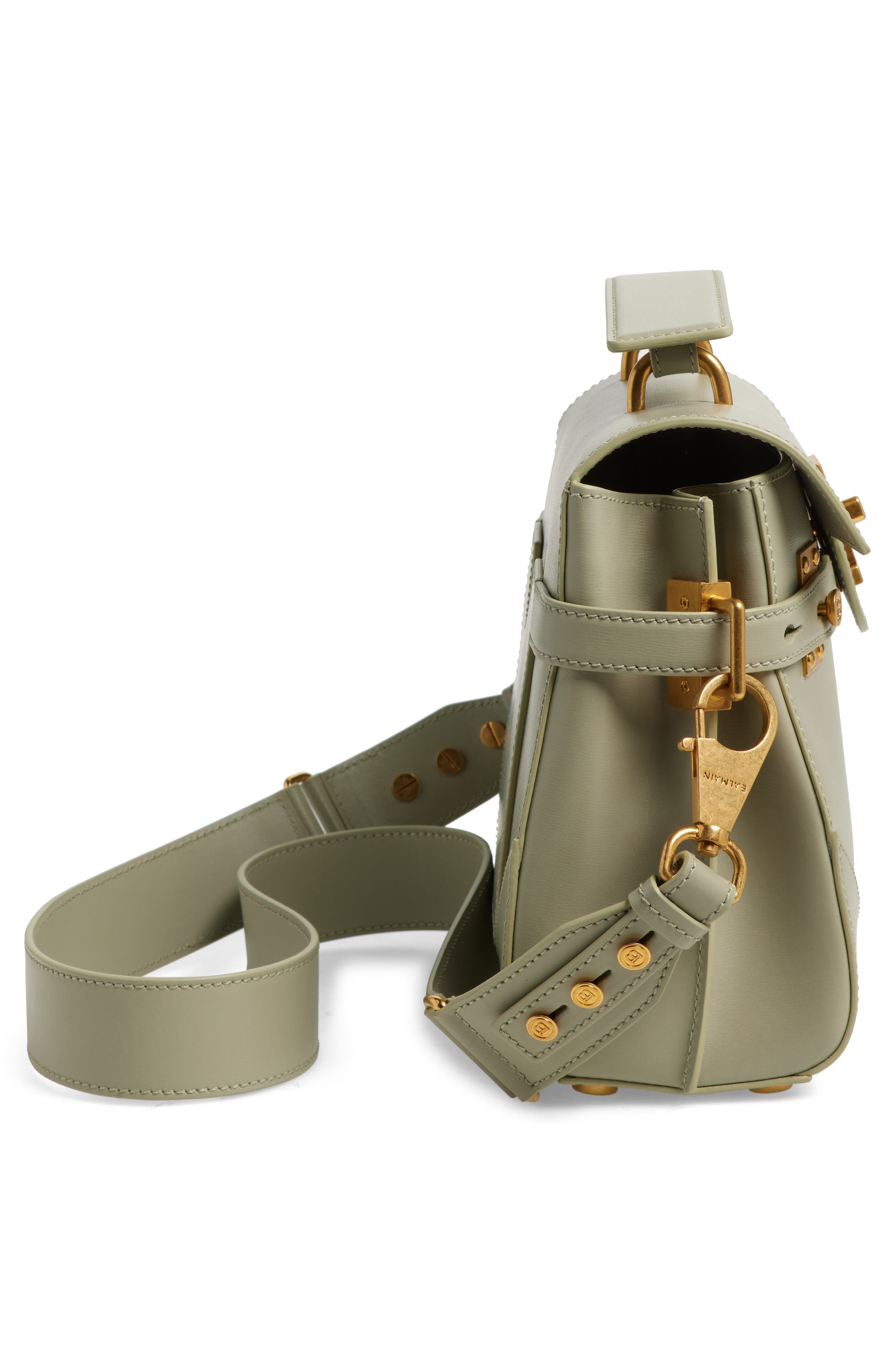 Balmain B-Buzz 23 Leather Top Handle Bag, Alternate, color, 