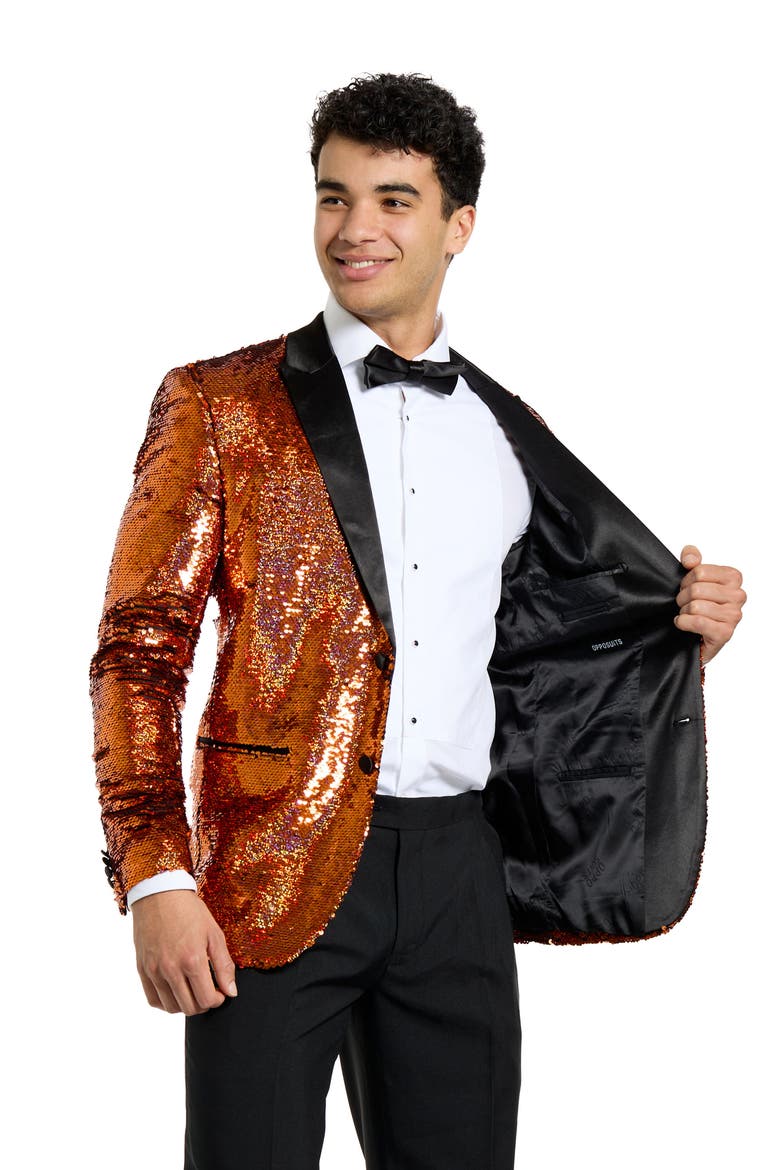 Sapphire Sequin Two-Piece Tuxedo & Bow Tie, Alternate, color, GOLD