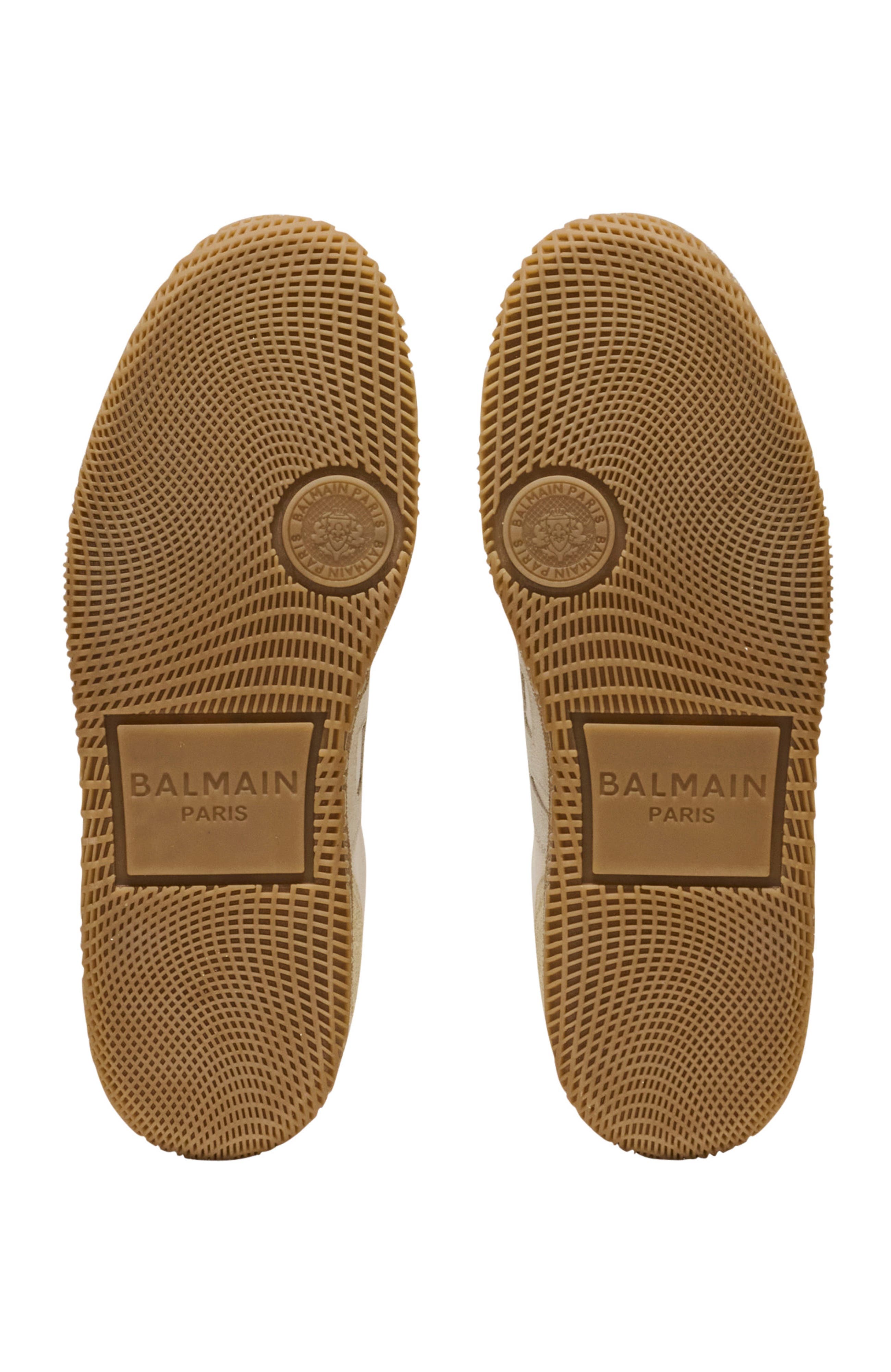 Balmain Swan trainers in suede, aged suede and canvas, Alternate, color, Beige