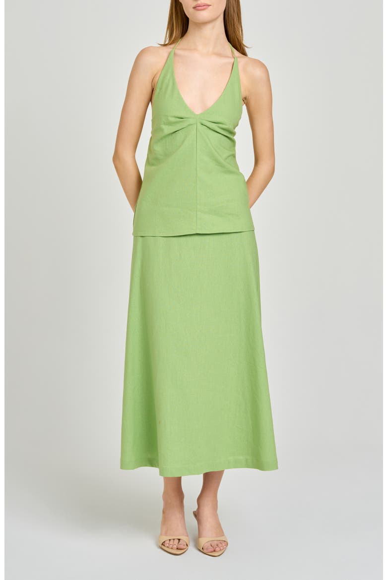 Kaia Linen Blend Halter Top, Alternate, color, PISTACHIO