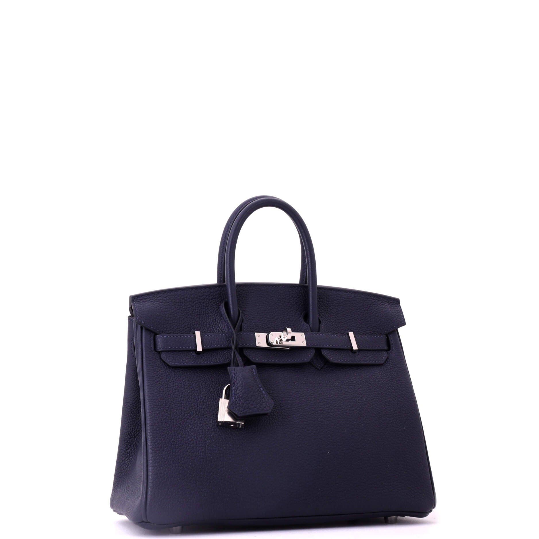 Pre-Owned Hermes Birkin Handbag Blue Togo with Palladium Hardware 25, Alternate, color, Bleu Nuit