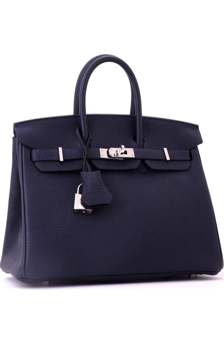 Pre-Owned Hermes Birkin Handbag Blue Togo with Palladium Hardware 25, Alternate, color, Bleu Nuit