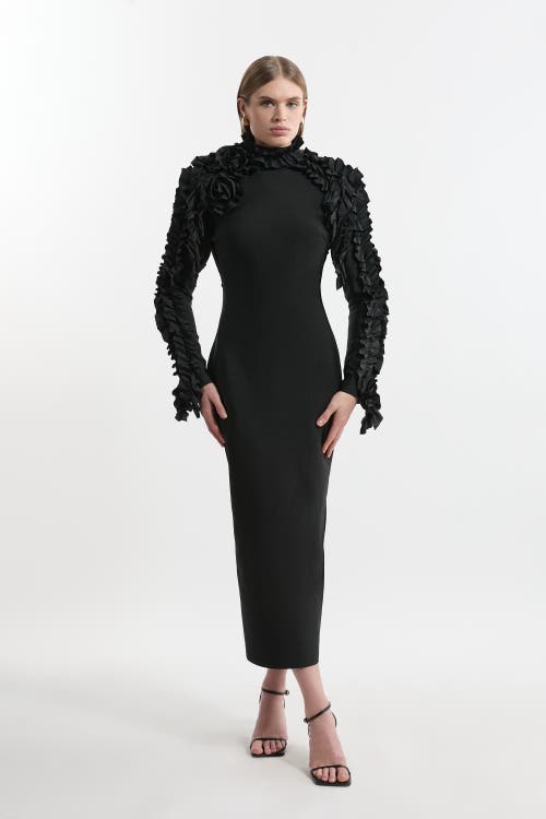 Karen Millen Bandage Rosette Midi Dress In Black