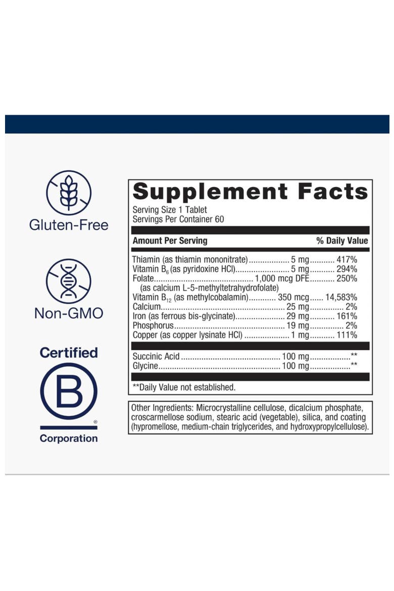 Hemagenics Iron Supplement with B12 B6 and Folate Tablets 60 Tablets, Alternate, color, None