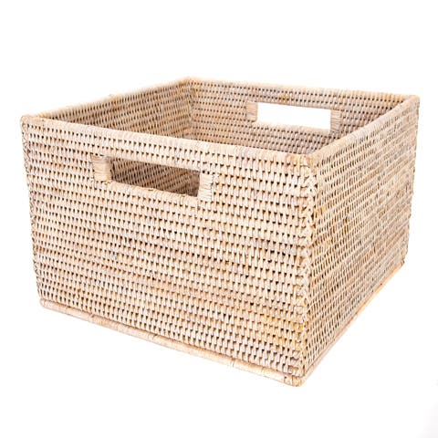 Artifacts Rattan Square Storage Basket With Handles
