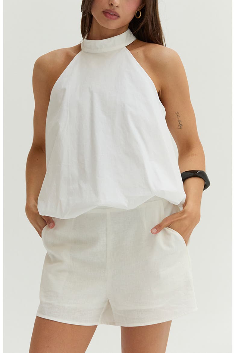 Bubble Hem Poplin Halter Top, Main, color, White