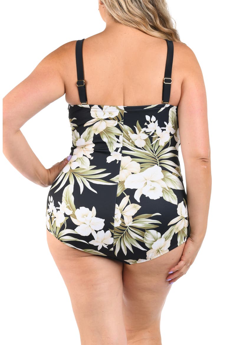 Greenery Spa Bandeau One-Piece Swimsuit, Alternate, color, BLACK
