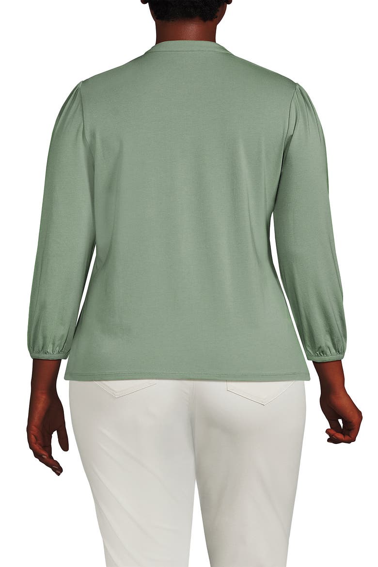 Lightweight Jersey Button Pintuck Top, Alternate, color, Lily Pad Green