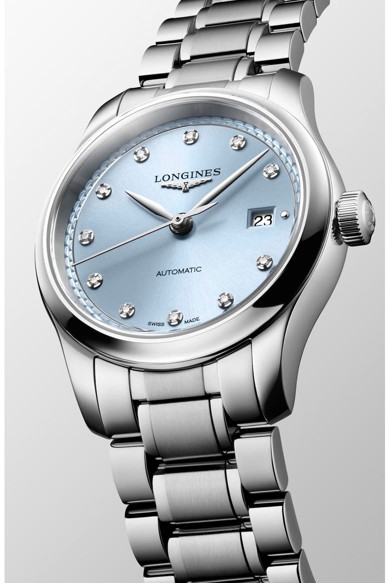 Master Collection Diamond Automatic Bracelet Watch, 30mm, Alternate, color, BLUE
