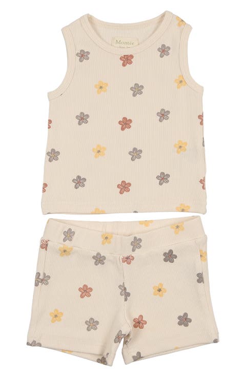 Kids' Floral Ribbed Tank & Shorts Set (Baby, Toddler & Little Kid)