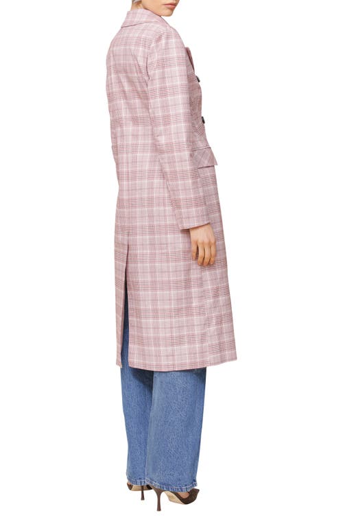 Shop Avec Les Filles Plaid Double Breasted Coat In Pink-red