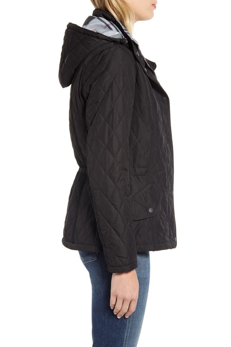 Millfire Diamond Hooded Quilted Jacket, Alternate, color, BLACK/ JUNIPER TARTAN