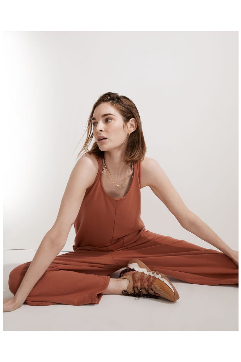 Madewell MWL Superbrushed Pull-On Jumpsuit, Alternate, color, EARTHEN RED