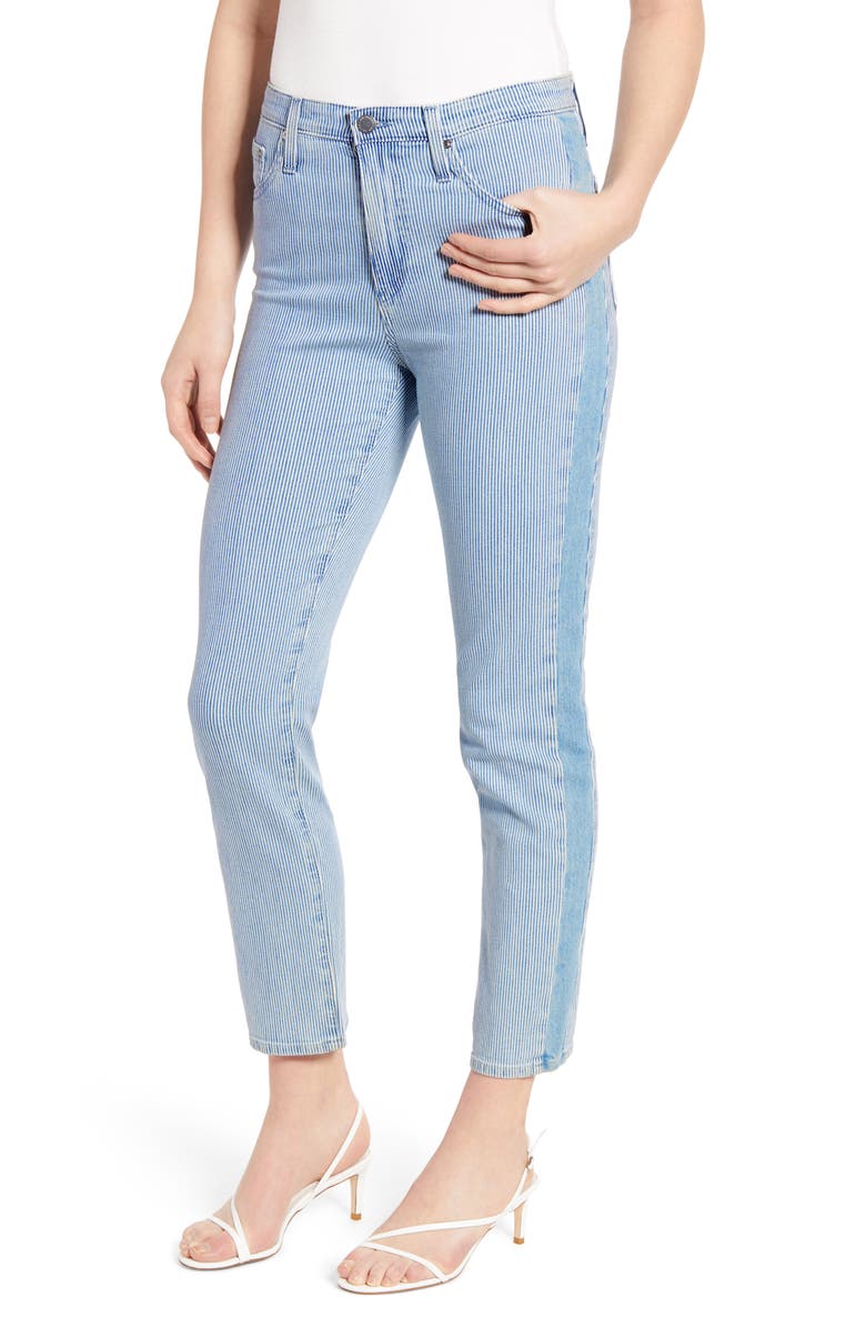 AG Isabelle Stripe High Waist Side Panel Ankle Skinny Jeans, Main, color, 