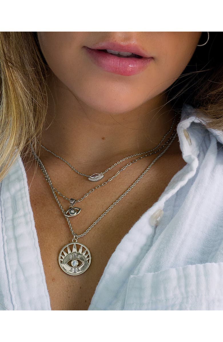 Sterling Forever Jamie Marquise Cubic Zirconia Pendant Necklace, Alternate, color, Silver