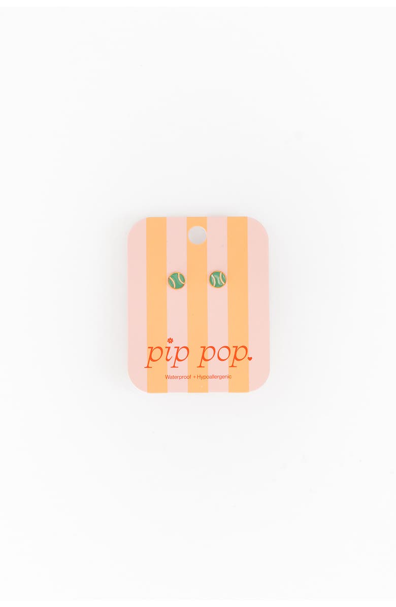 Pip Pop Tennis Ball Stud Earrings, Alternate, color, Green