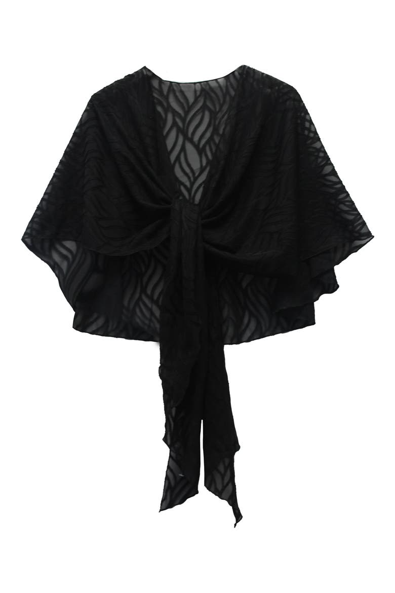 Tie Front Wrap Top, Main, color, BLACK
