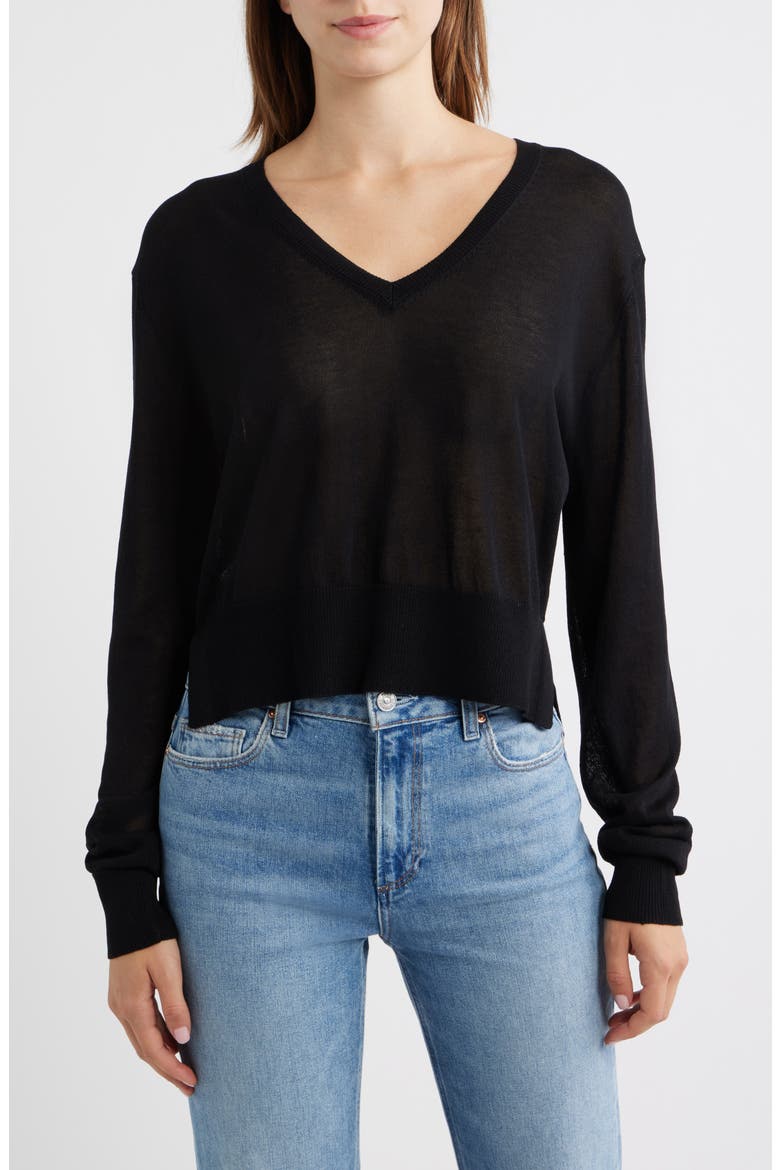 Granadella V-Neck Sweater, Main, color, BLACK