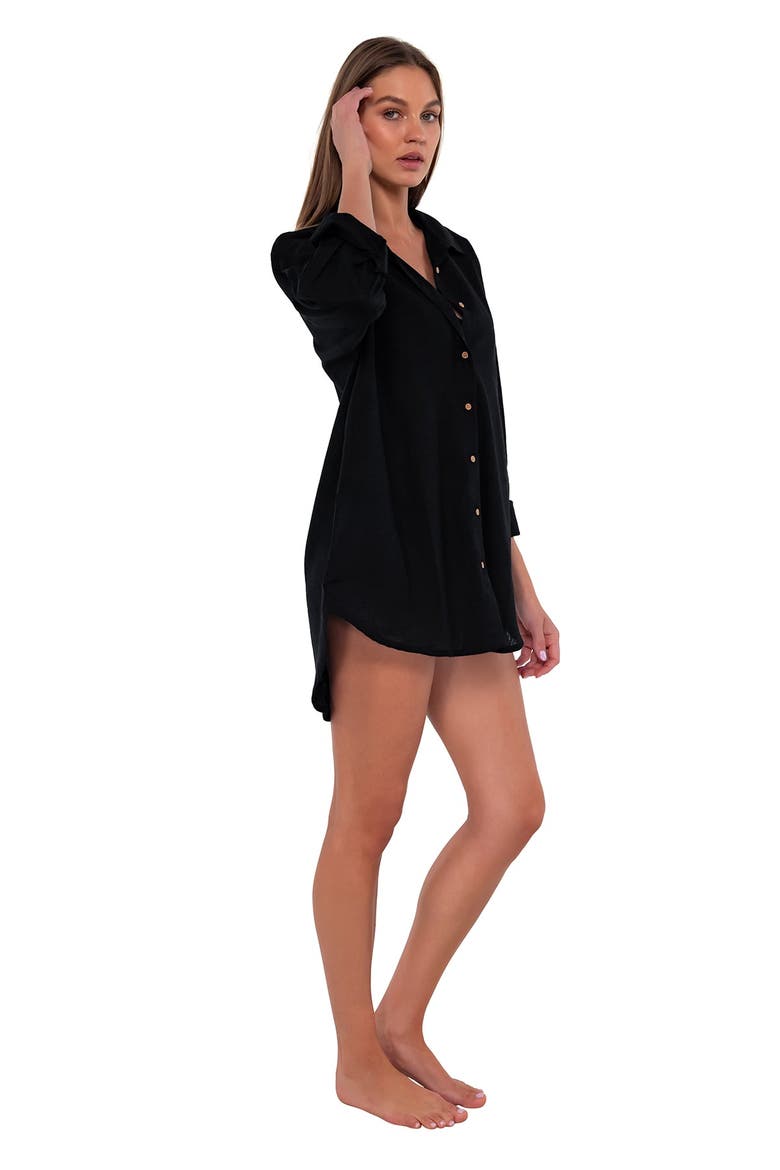 Delilah Cover-up Shirt, Alternate, color, Black