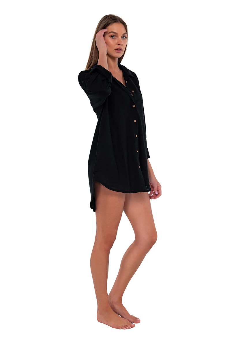 Sunsets Delilah Cover-up Shirt, Alternate, color, Black