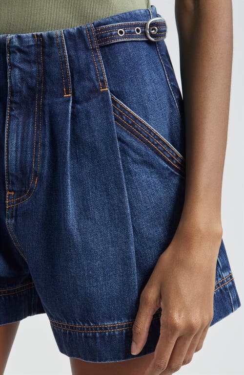 Veronica Beard Jaffe Jeansshorts Mit Falten In Bright Blue