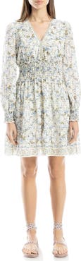 MAX STUDIO V-Neck Long Sleeve Minidress