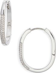 Nordstrom Pavé Cubic Zirconia Elongated Hoop Earrings