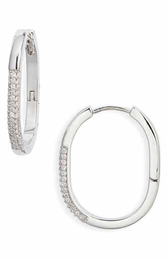 Nordstrom Pavé Cubic Zirconia Elongated Hoop Earrings