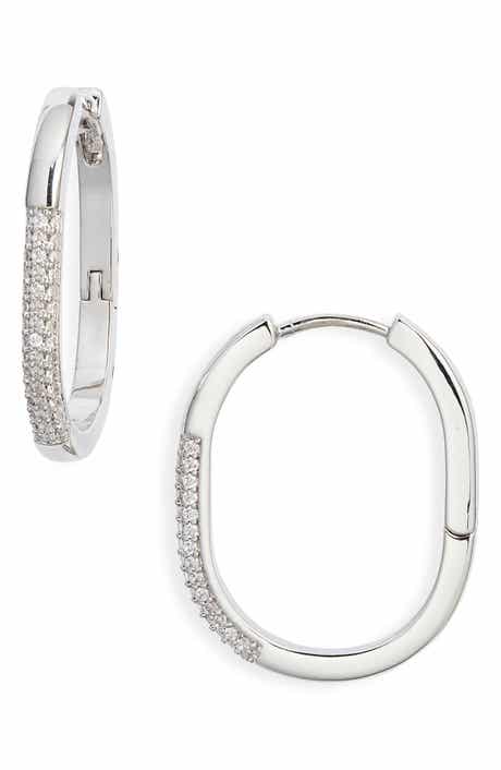 Nordstrom Pavé Cubic Zirconia Elongated Hoop Earrings