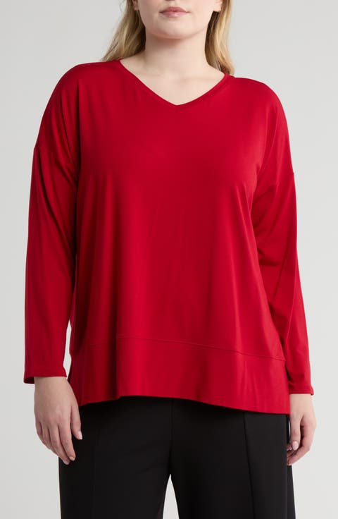 Boxy V-Neck Top (Plus)