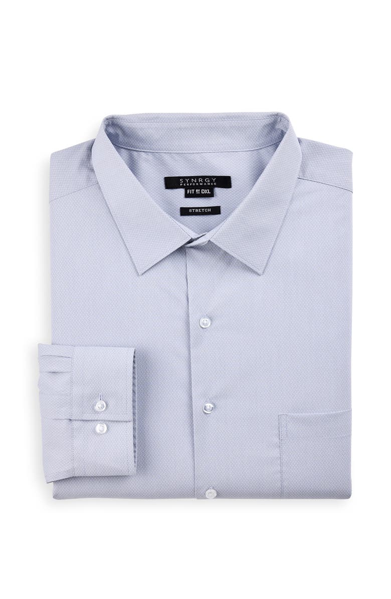 Synrgy by DXL Big & Tall Diamond Patterned Performance Dress Shirt, Main, color, Grey