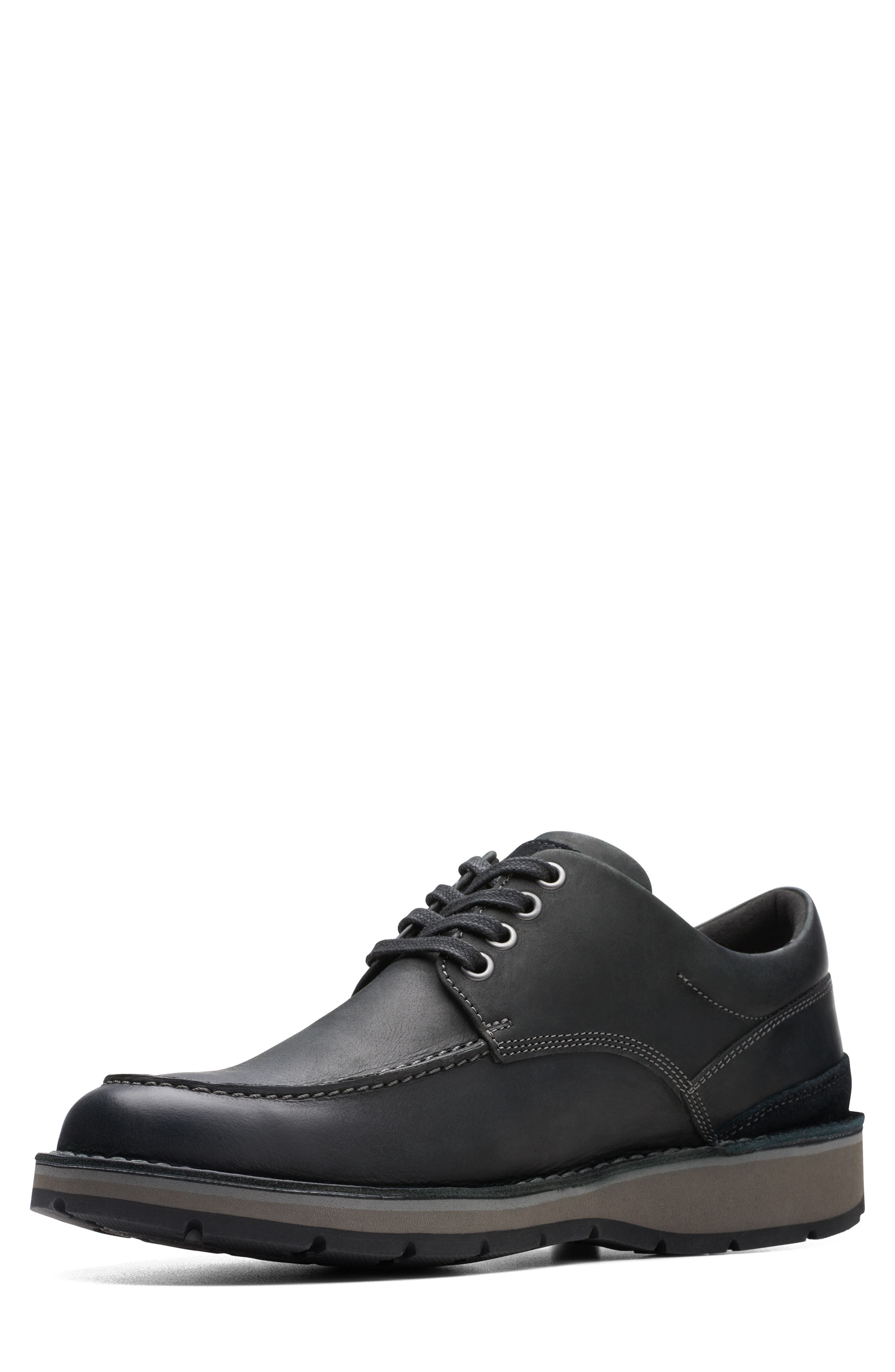 Clarks<sup>®</sup> Gravelle Low Moc Toe Derby, Alternate, color, Black Leather