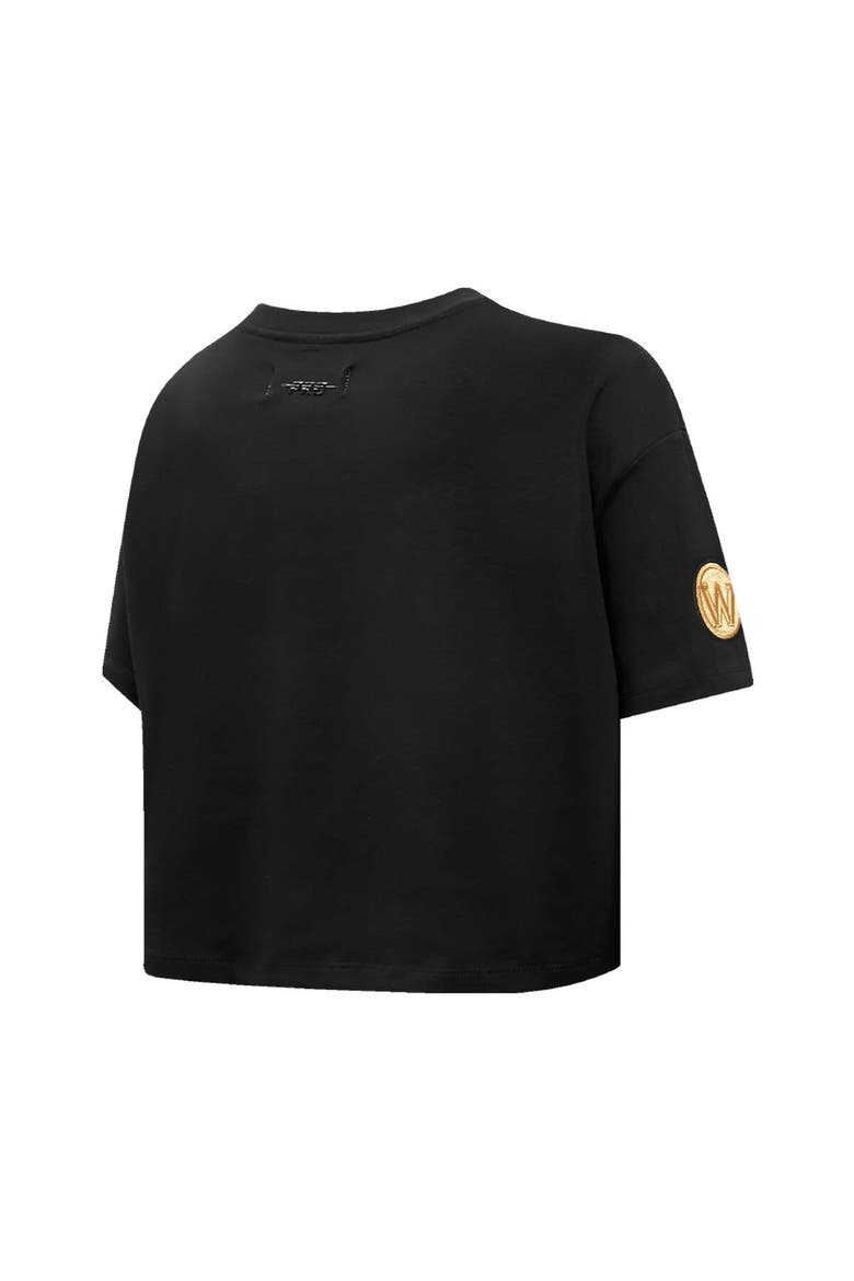 Women's Pro Standard Black Golden State Warriors Holiday Glam Boxy T-Shirt, Alternate, color, Black
