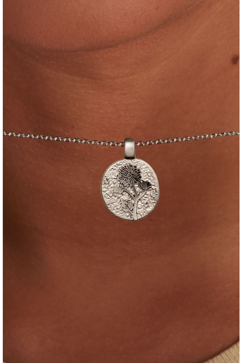 Silver Birth Flower Necklace, Alternate, color, Chrysanthemum November