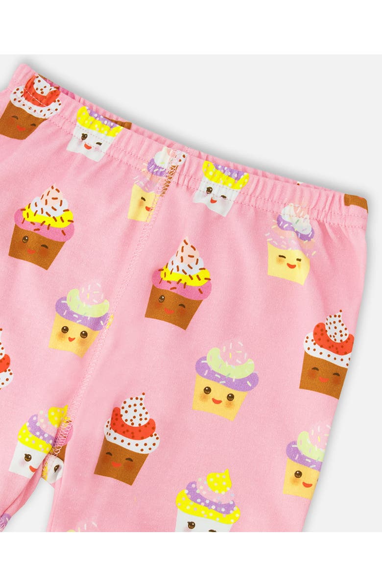 Deux par Deux Organic Cotton Cupcake Two-Piece Pyjama Set, Alternate, color, Pink Printed Cupcake