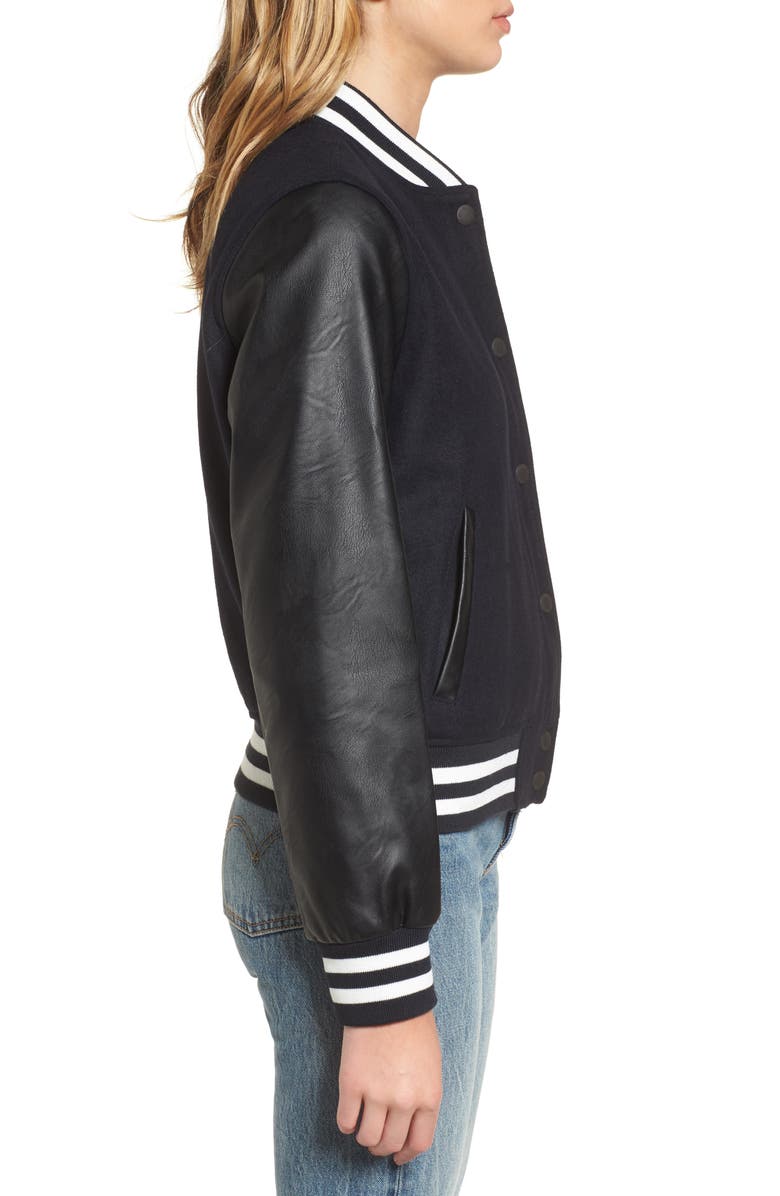 Levi's<sup>®</sup> LEVIS<sup>®</sup> Mixed Media Varsity Bomber Jacket, Alternate, color, 