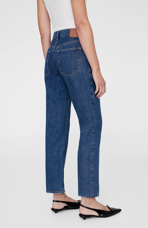 Anine Bing Kate Mid Rise Straight Jeans In Washed Blue In Blue