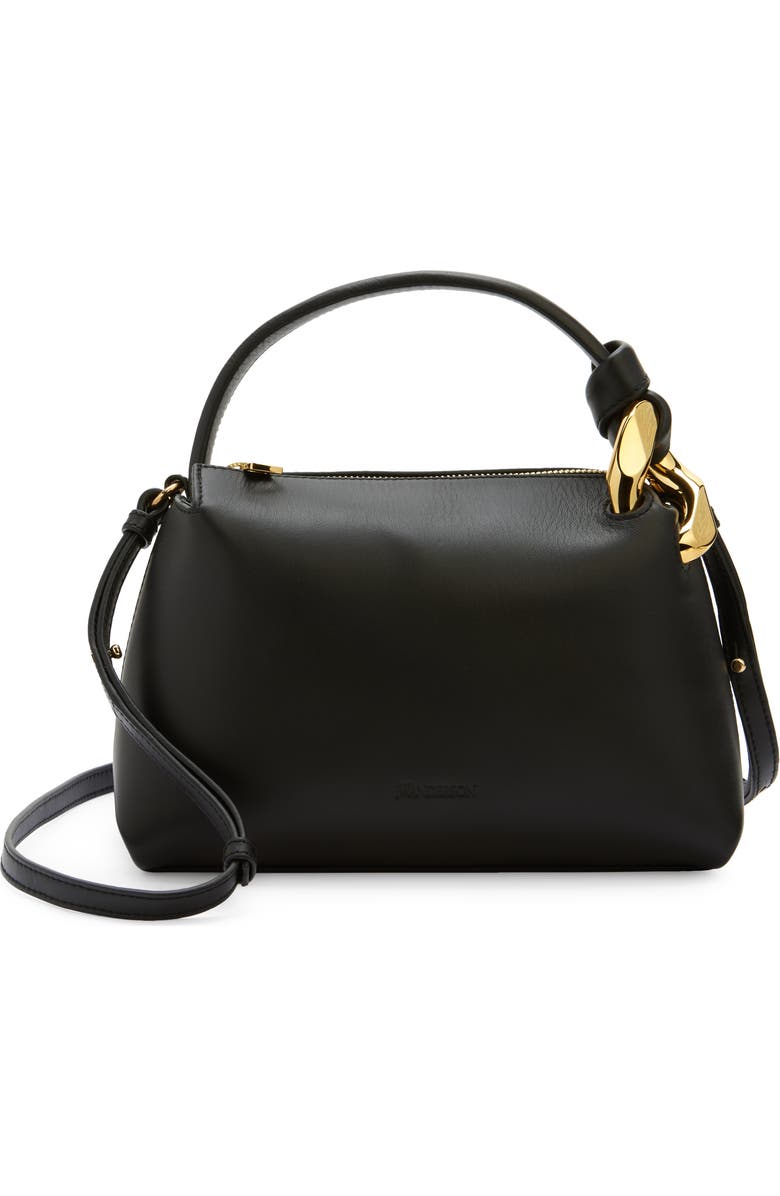 JW Anderson Small JWA Corner Leather Crossbody Bag, Main, color, Black 999