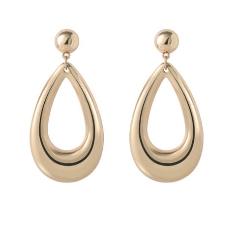 Large Teardrop Earrings Gold-Tone, Chunky Drop Earrings for Women
