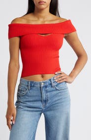 ASTR the Label Ainsley Cutout Off the Shoulder Sweater