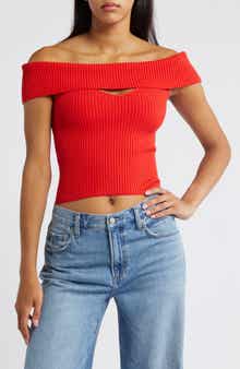 ASTR the Label Ainsley Cutout Off the Shoulder Sweater