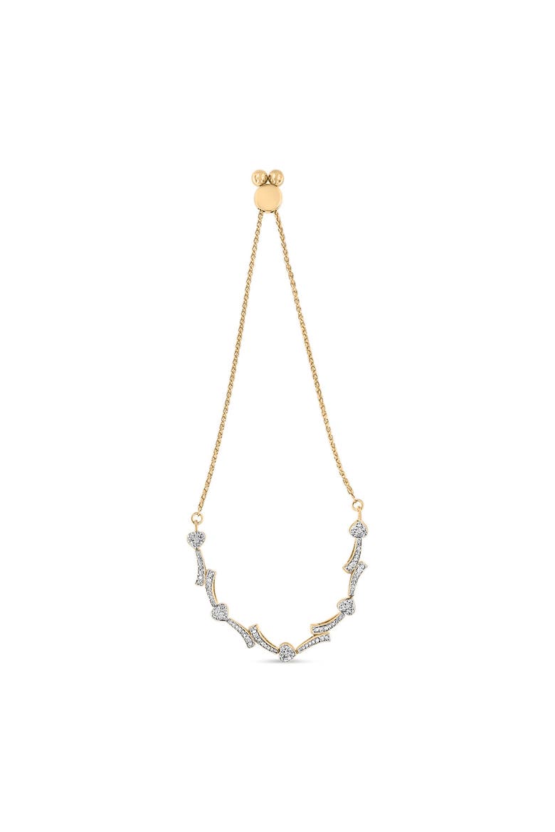 Silver Diamond Accent Heart and Wave Link Bolo Bracelet, Alternate, color, Yellow Gold over Silver